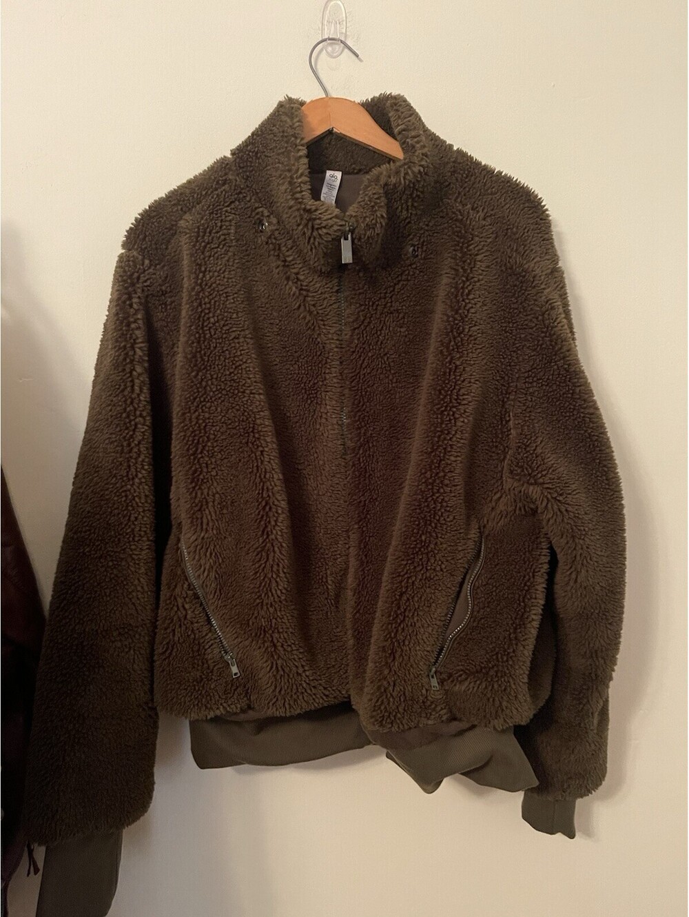 Alo Yoga Foxy Sherpa Jacket Brown Full Zip Size Large L  (no Hood)